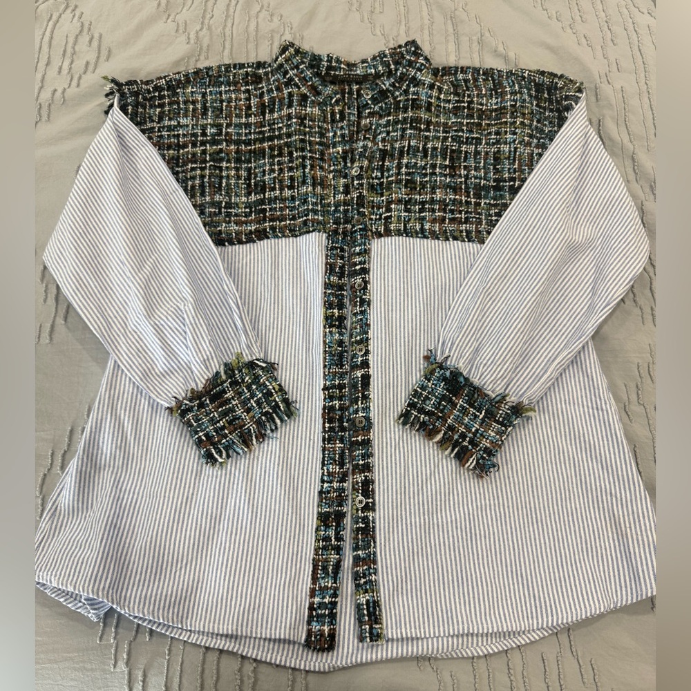 Zara Basics Tweed Button Down - Picture 4 of 13